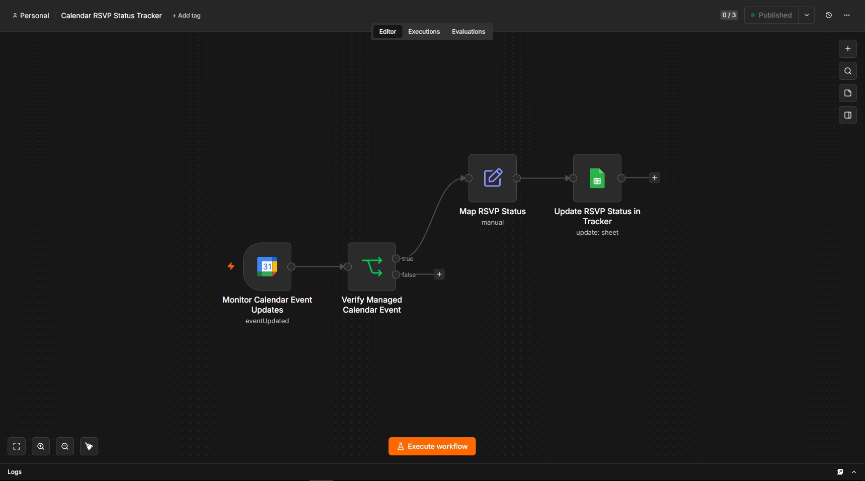 n8n calendar RSVP status tracker workflow